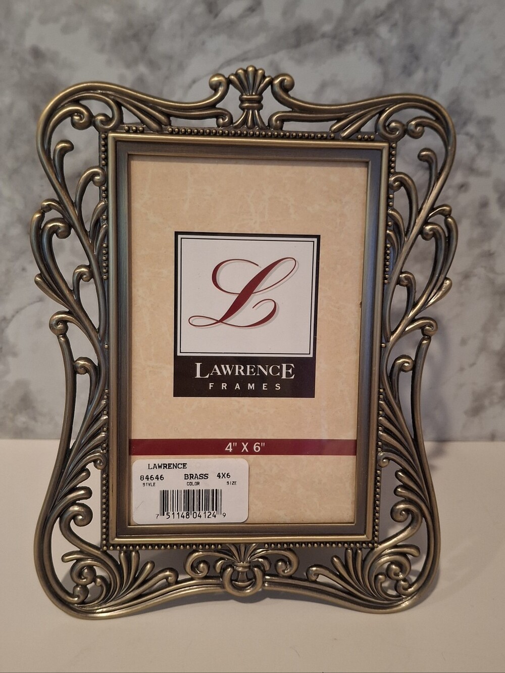 NEW Lawrence Frames Ornate Brass 4" x 6" Picture Frame Standing Elegant